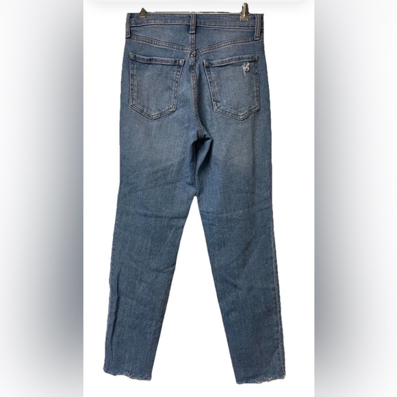 Old Navy OG Straight High Rise Jeans Ankle Size 0 Slimming Pockets Raw Hem - Picture 2 of 5